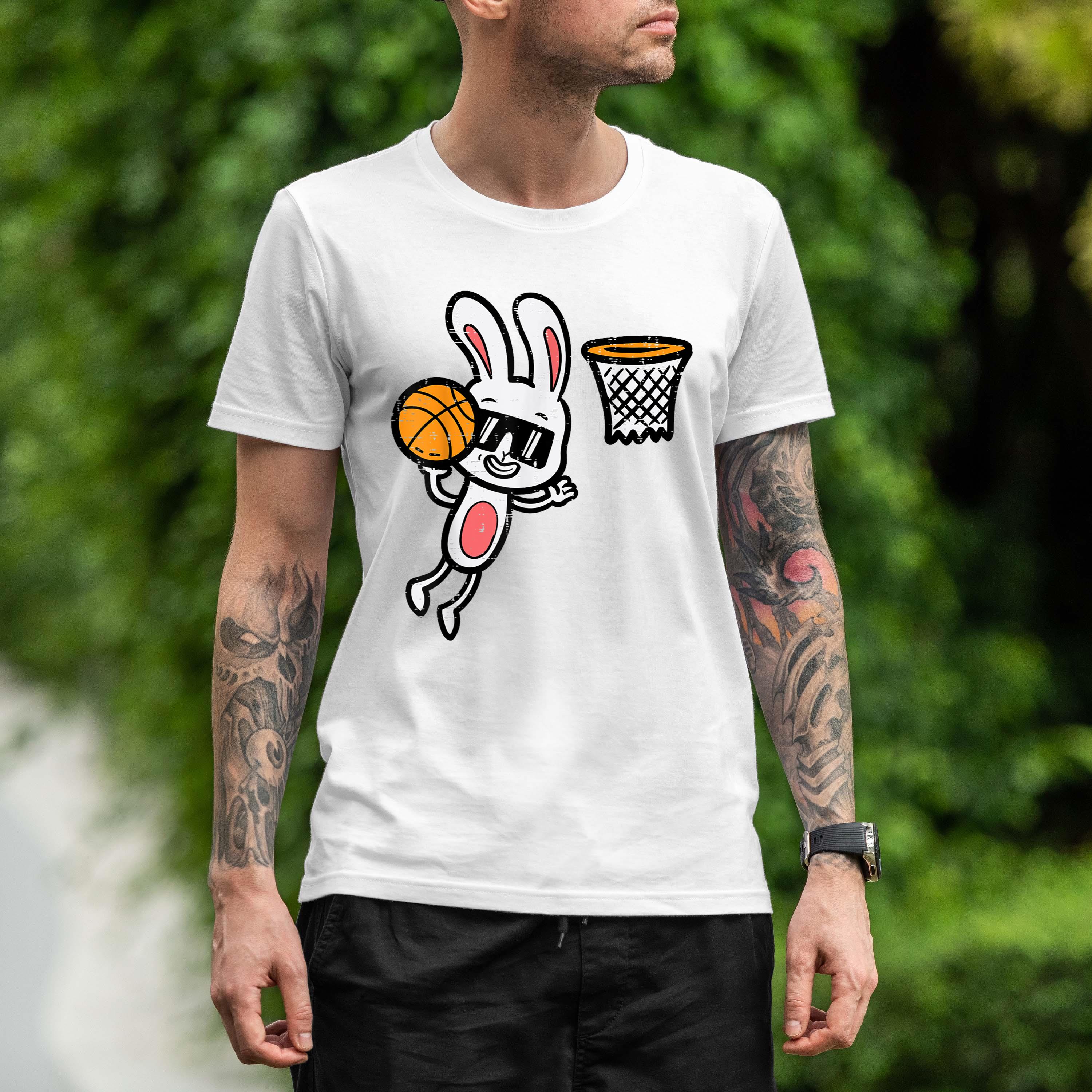 Easter Bunny Basketball Dunk Sports Boys Kids Youth Shirt 